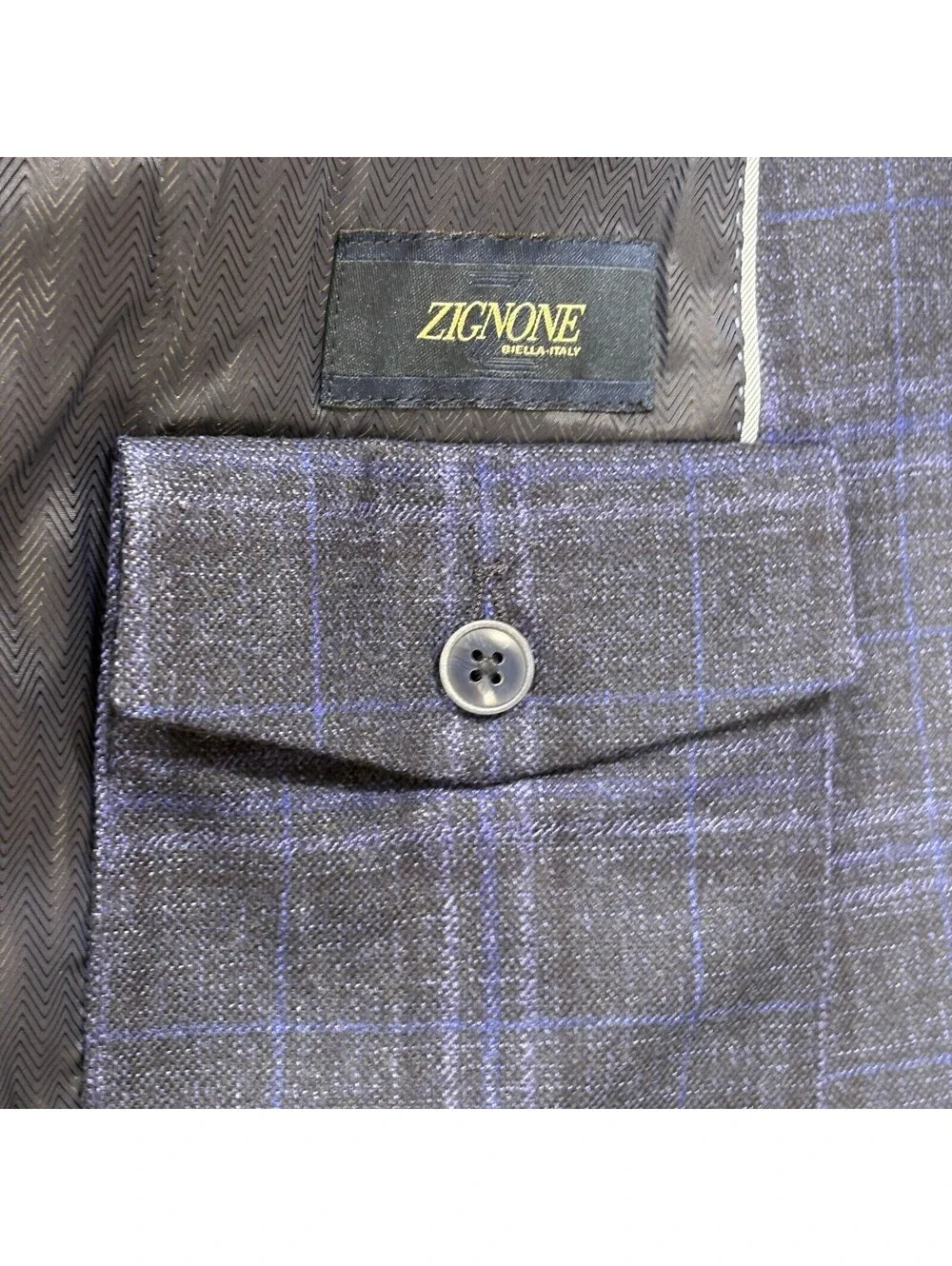 Joseph Abboud Heritage 44R Blue Plaid 100% Wool 2 Button Sport Coat Blazer